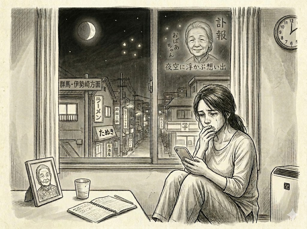 おばあちゃんの訃報を聞いた夜空